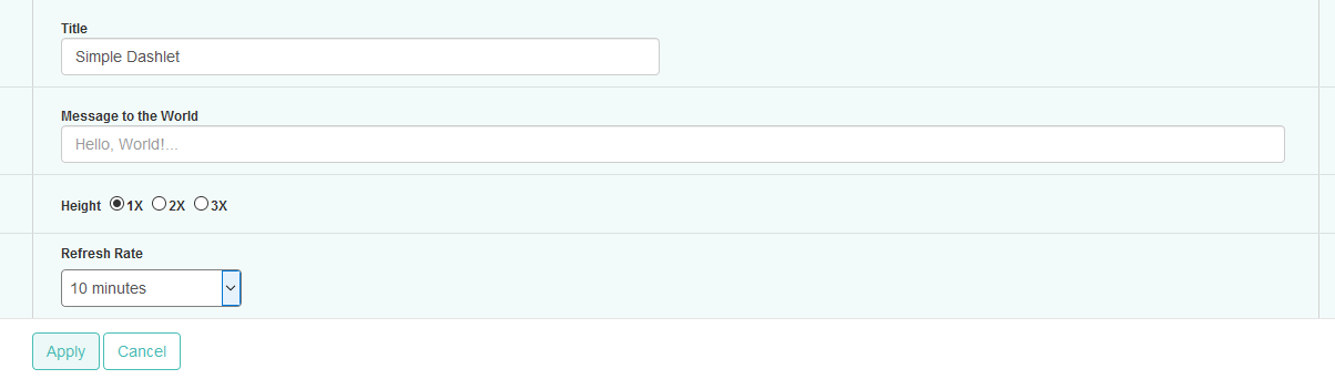 The Simple Dashlet Configuration